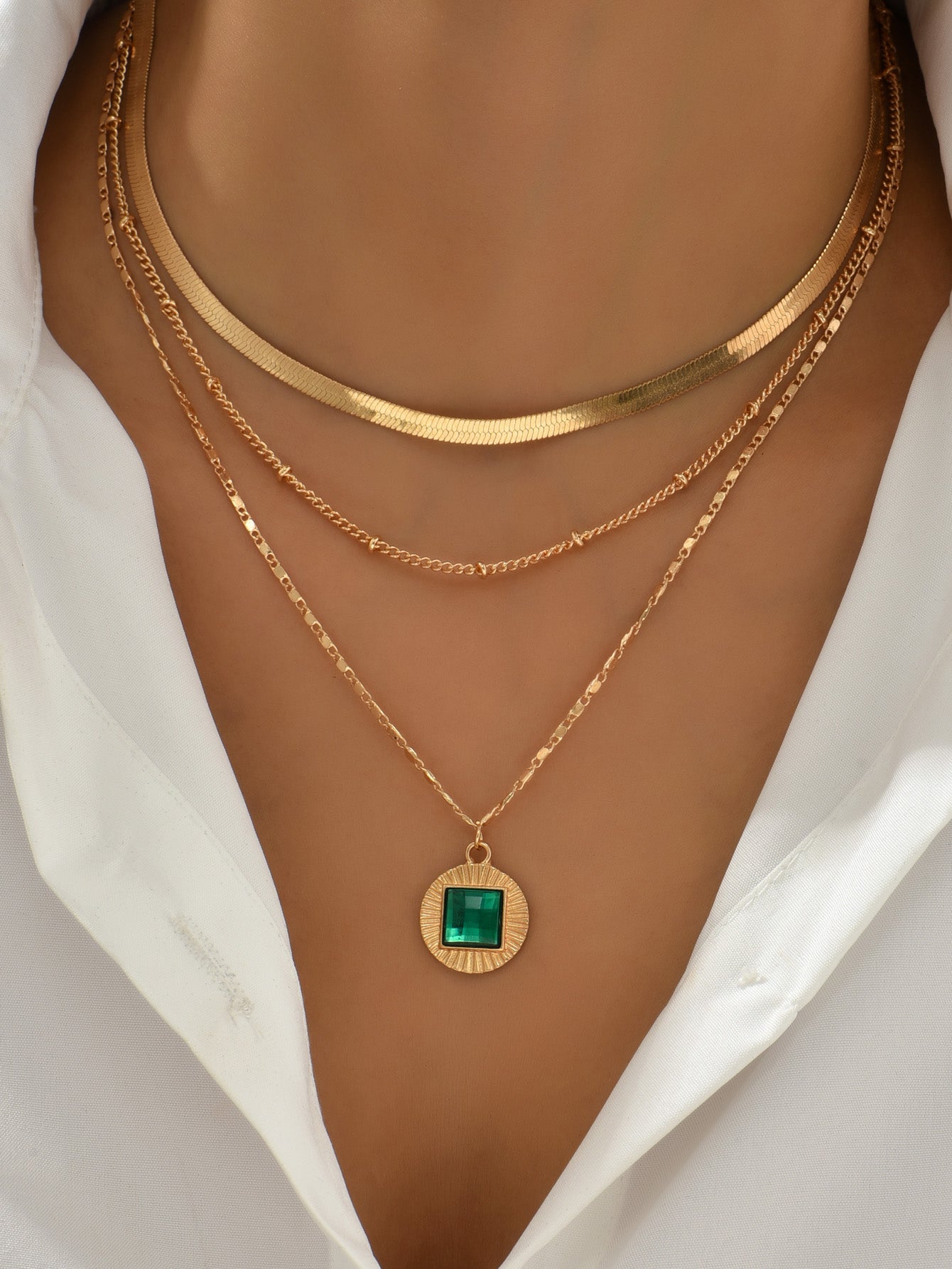 Emerald-green gemstone pendant