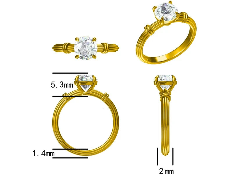 Vintage-inspired Round Lab-Grown Diamond Engagement Ring in 18K Solid Gold