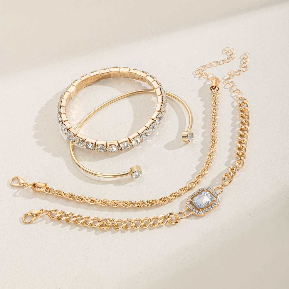 luxury gold stackable bracelet set