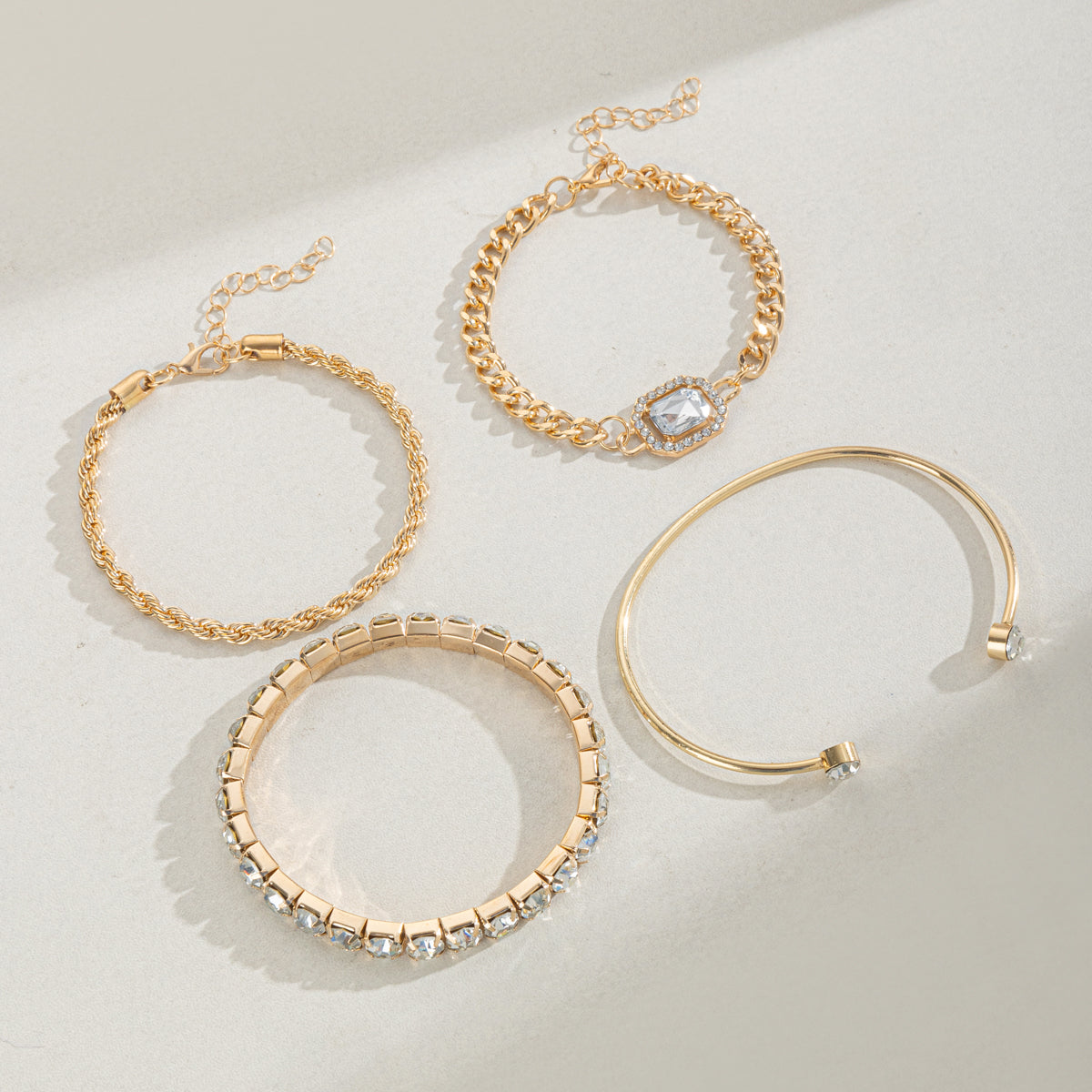 luxury gold stackable bracelet set