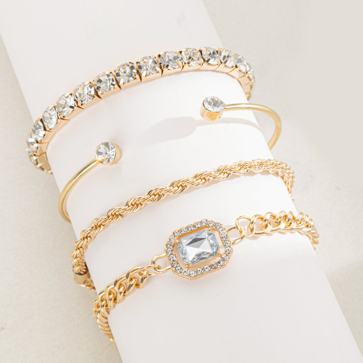 luxury gold stackable bracelet set