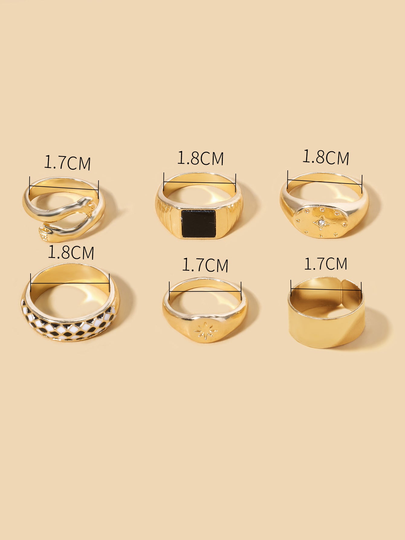 Gold-Plated Geometric Snake Ring Set – Artistic & Minimalist Stacking Design