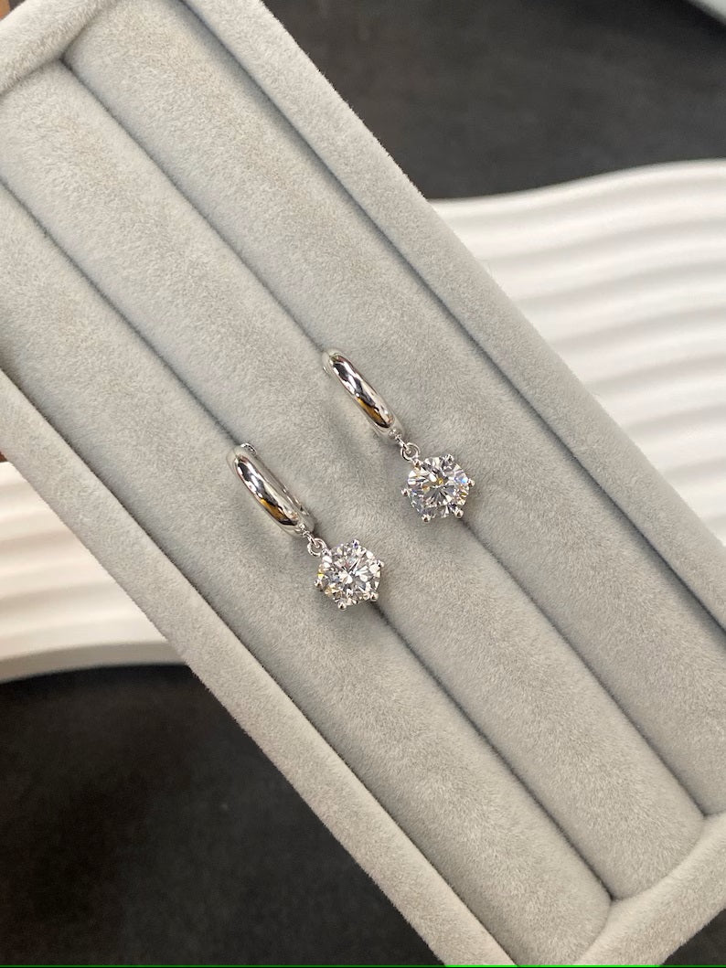 Elegant solitaire lab-grown diamond drop huggie earrings in 18K gold for minimalist style