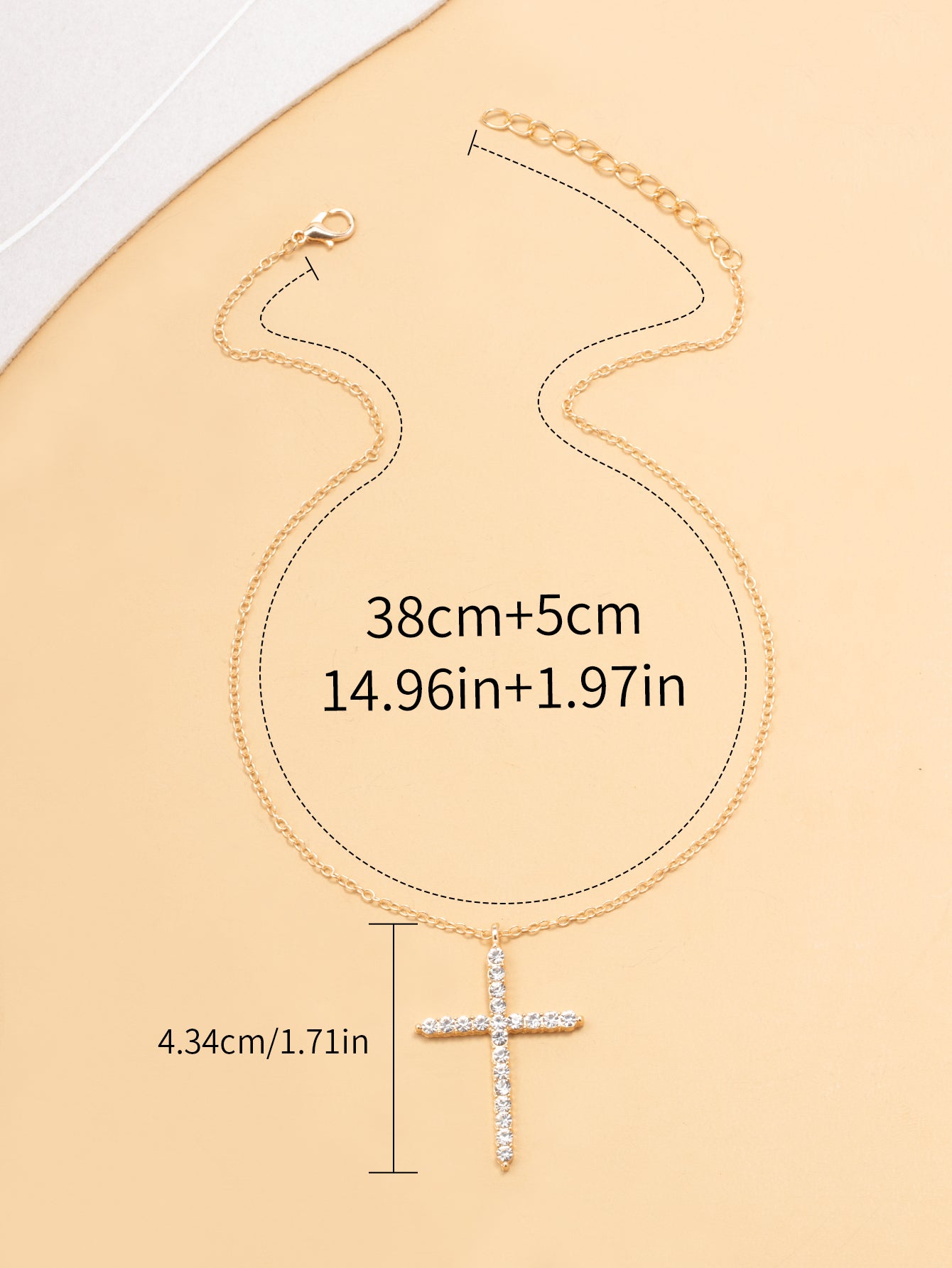 size information for vintage madonna cross pendant necklace gold