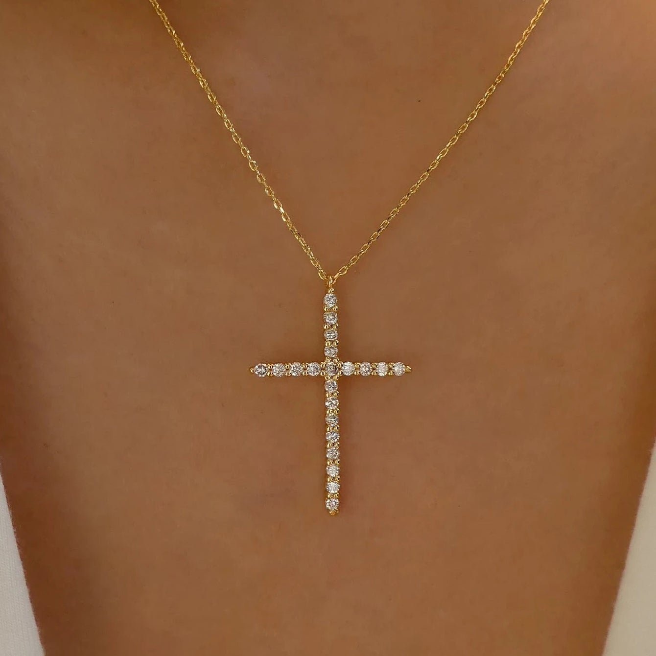 vintage madonna cross pendant necklace gold